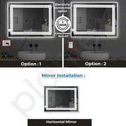 Plantex Glass LED Mirror for Bedroom/Wall with 3 Lighting Option/Smart Mirror for Living Room/Bedroom/Dressing Room - Rectangle Shape (18 X 24 Inch)