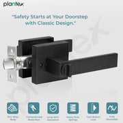 Plantex New Age Heavy Duty Mortise Lock/Main Door Lock Set with 3 Keys/Mortise Door Handle Lock/Door Locks for Residential & Commercial Spaces (Black) Zinc And Brass