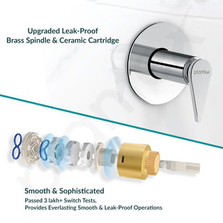 Plantex Pure Brass 25 mm Toilet Flush Valve for Toilet with Teflon Tape & Brass Wall Flange for Commercial & Residential Use-(LEA-720-Chrome)