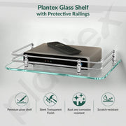 Plantex Glass Setup Box Stand Wall Mounted/Glass Shelf/Wall Shelf Rack/Wall Mount Holder with Wall Brackets (12 X 9 Inch)