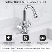 Plantex Pure Brass Basin Sink Mixer Tap Hot and Cold/Mixer Tap for Bathroom/Wash Basin Tap with Teflon Tape -7 Year Warranty by Plantex (ICO-909-Chrome)
