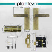 Plantex Heavy Duty Door Lock ÃƒÂ¢Ã¢â€šÂ¬Ã¢â‚¬Å“ Bathroom Door Lock/Mortise 8inch Keyless Plate Handle Set for Home/Bathroom/Store Room/Balcony/Office with Baby Latch (8125, Brass Antique & PVD Gold)