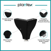 Plantex 4 Inch Sofa Legs for Bed Furniture/Sofa Legs for Table/Sofa Support Legs with Rubber Grip (Black, 6 Pcs)