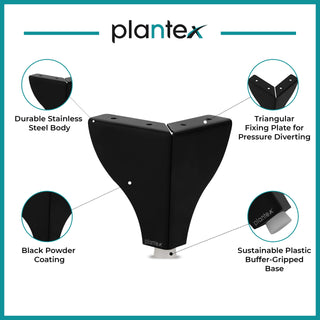 Plantex 4 Inch Sofa Legs for Bed Furniture/Sofa Legs for Table/Sofa Support Legs with Rubber Grip (Black, 6 Pcs)
