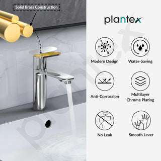 Plantex Pure Brass Pillar Cocke for Basin with Water Saving Aerator/Tap for Wash Basin with Teflon Tape/Sink tap for Wash Basin-7 Year Warranty by Plantex-(ORN-203-Chrome)