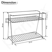 Plantex Heavy Duty Stainless Steel 2-Tier Countertop/Tabletop Kitchen Rack/Storage Shelf/Spice Jar Rack/Multipurpose Storage Rack For Kitchen (Chrome-Tiered Shelf)