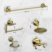 Plantex 304 Grade Stainless Steel Bathroom Accessories Set of 5 - Towel Rod/Hand Napkin Hanger for WashBasin/Soap Case/Toothbrush Holder/Robe Hook - Skyllo (Brass Antique)