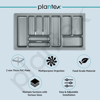 Plantex Cutlery tray for Kitchen Drawer/Cutlery Cosmetic Stationary Organizer/Cabinet Cutlery Tray Organizer for Modular Kitchen - (Grey-35.5 X 19 INCH)