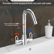 Plantex Mixer Tap for Bathroom/Wash Basin Tap Hot and Cold/Bathroom Accessories/Water Tap/Sink Tap for Wash Basin - (Flip, Chrome)
