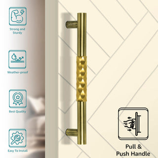 Plantex Aura Main Door Handle/Door Handle For Main Door/14 Inch Push Pull Handle For Home/Office/Hotel (Pack Of 1, Brass Antique&Pvd Gold Finish)