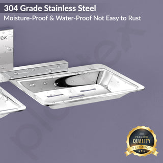 Plantex 304 Grade Stainless Steel Rectangular Double Soap Holder for Bathroom/Soap Dish/Bathroom Soap Stand/Bathroom Accessories Crystal (Chrome)