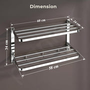 Plantex Double Towel Rack for Bathroom/24 Inch Dual Towel Holder/Towel Bar/Towel Henger/Bathroom Accessories - Pack of 1 (Chrome)