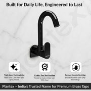 Plantex Pure Brass Kitchen Sink Tap with 360° Swivel Spout/Kitchen Tap with Water Saving Aerator - 7 Year-Warranty (ORN-210, Black)