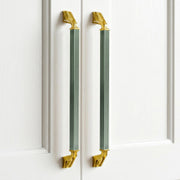 Plantex Aluminium Cabinet Handle/288mm Wardrobe Handle for Home/Cupboard Door Pull-Push Handles for Office - Pack of 2 (Green & Gold)