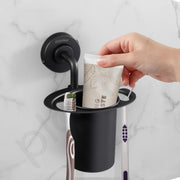 Plantex Tumbler Holder for Barthroom/304 Grade Stainless Steel Toothbrush Holder/Toothpaste Holder/Bathroom Accessories - Pack of 1 (Black)