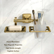 Plantex 304 Grade Stainless Steel Soap and ABS Material Brush Holder Stand for Bathroom and Wash Basin/Bathroom Accessories - Squaro (Antique)