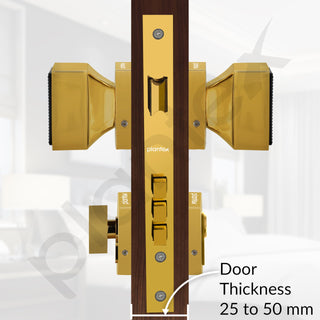 Plantex Heavy Duty Door Lock/Main Door Mortise Lock Handle/Handle Set for Home/Office/Door Accessories - (PT-011, Gold & Black)