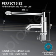 Plantex Lab Pillar Cock for Bathroom/Pillar Cock for Wash Basin with Teflon Tap - Pack of 1 (AC05, Chrome)