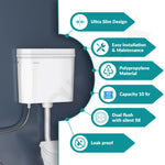 Plantex Flush Tank for Toilet with 10 Ltr Water Capacity/Dual Flushing Cistern for Bathroom/Polypropylene Toilet Flush Tank - Pack of 1 (Classic, White)