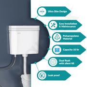 Plantex Flush Tank for Toilet with 10 Ltr Water Capacity/Dual Flushing Cistern for Bathroom/Polypropylene Toilet Flush Tank - Pack of 1 (Classic, White)