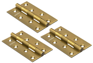 Plantex Heavy Duty Stainless Steel Door Butt Hinges 4 inch x 14 Gauge/2 mm Thickness Home/Office/Hotel for Main Door/Bedroom/Kitchen/Bathroom - Pack of 3 (Brass Antique)