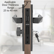 Plantex Door Lock for Home /6-Lever Lock Mechanism with 3 Years of Warranty/Heavy-Duty Door Lock Handle Set with 3 Keys, Brass Lock Body & Cylinder - (8129-Grey)