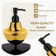 Plantex Gold & Black Stainless Steel and Acrylic Soap Dispenser for Bathroom Countertop/Sink - Pack of 1