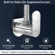 Plantex Pure Brass Angle Valve for Bathroom/Angle Cocke with Wall Flange and Teflon Tape -7 Year Warranty by Plantex -(ORN-205-Chrome)