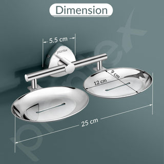 Plantex J4 Stainless Steel Double Soap Dish for Bathroom/Soap Holder for Bathroom/Wall Mounted Soap Holder/Bathroom Accessories (Chrome Finish) Angel