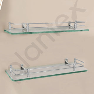 Plantex Glass Shelf for Bathroom/Kitchen Wall Mounted/Living Room Transparent Glass Shelf - Bathroom Organizer (Polished - 15x6 Inches - Pack of 2)