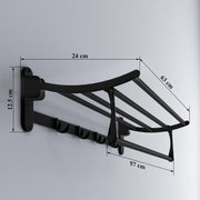 Plantex Folding Towel Rack with Fix Towel Rod/Bathroom Organizer/Towel Hanger with Hook/Bathroom Shelf for Wall/Bathroom Accessories Ã¢â‚¬â€œ Combo (Black)