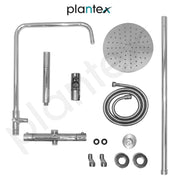 Plantex Shower Panel for Bathroom/Full Set with Head and Hand Shower with Adjustable Clamp and 304 Stainless Steel Hose Pipe - (Chrome)