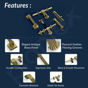 Plantex Door Kit for Single Door/Stainless Steel Door Accessories (10-inch Al-Drop,8-inch Latch,2 Handles of 8 and 7 Inch,7-inch Tower Bolt and 4-inch Door Stopper - (Brass Antique)