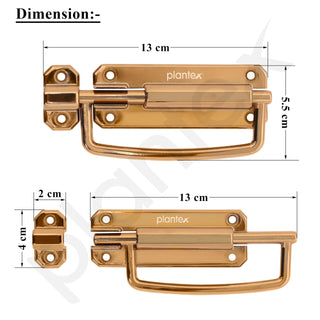 Plantex Door Stopper/5 Inch Baby Latch Kadi/Door Latch for Bathroom/Door Lock for Home/Office Doors - Pack of 2 (Rose Gold)