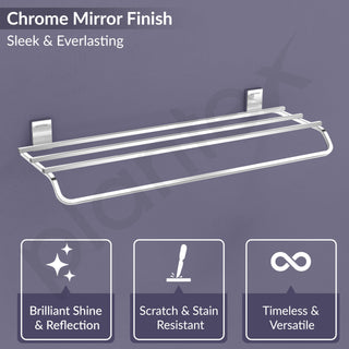 Plantex 304 Grade Stainless Steel Towel Rack/Holder/Towel Hanger for Bathroom/Bathroom Accessories, Crystal (Chrome - 24 inch)