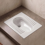 Plantex Indian Toilet for Bathroom/Household Squatting Pan/Orrisa Pan for Bathroom/Sintered Stone Base Ceramic Sanitaryware Toilet - (White, 2262)
