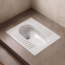 Plantex Indian Toilet for Bathroom/Household Squatting Pan/Orrisa Pan for Bathroom/Sintered Stone Base Ceramic Sanitaryware Toilet - (White, 2262)