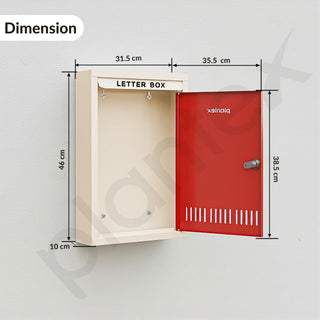 Plantex GI Steel Letter Box for Home/Suggestion Box for Office/Complaint Box/Mail Box/Post Box for Home Gate & with Secure Lock - (Red & Ivory) - Big Size Wall Mounted