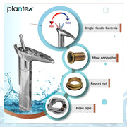 Plantex Designer Brass Basin Mixer Hot & Cold/Single Lever Mixer tap for Wash Basin/Wash Basin Tap for Home-(Silver)