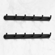 Plantex Stainless Steel Towel Hangers/Wall Hooks for Hanging Cloth/Bathroom Robe Hooks/Door Hangers/Hook Rail for Hanging Keys - 6 Hooks (Pack of 2, Black)