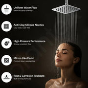 Plantex Stainless Steel 100 mm Rain Flow Overhead Shower with Water Saving Nozzle/Bathroom Shower/Adjustable Shower Head for Bathroom without Arm - (APS-617-Chrome)