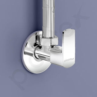 Plantex Angle Cocke for Bathroom with Brass Spindle/Angle Tap with Wall Flange and Teflon Tape/Kitchen and Bathroom Accessories Pack of 1 (Saga-Chrome)