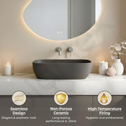 Plantex Wash Basin for Bathroom/Ceramic Basin/Rectangle Tabletop Basin/Wash Basin for Home/Restaurant (Cloud Grey - 18 x 13 x 5 Inch)