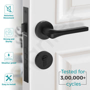 Plantex Heavy Duty Door Lock/Mortise Lock Knob For Door/Handle Door Lock For Bedroom/Home/Office/Hotel- 3 Brass Keys(Black Finish)