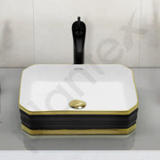Plantex Table Top Wash Basin For Bathroom/Designer Ceramic Basin/Countertop Vessel Sink Basin - Indo-European Collection (18 x 13 x 5 Inch)