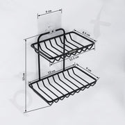 Plantex Self Adhesive Soap Holder for Bathroom/GI Steel Soap Case/2 Layer Soap Storage/Bathroom Accessories - Pack of 2 (Black)