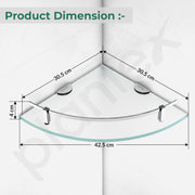 Plantex Premium Frosted Glass Corner/Shelf for Bathroom/Wall Shelf/Storage Shelf - (12x12 in,Chrome-Pack of 3)