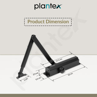 Plantex Aluminium Door Closer for Wooden Doors - Hydraulic Automatic Soft Close for Hotel/Home/Office - ISO 9001 Certified (MI-100, Capacity - 75 Kg, Black)