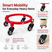Plantex Cylinder Trolley with Wheels/Heavy Duty GI Steel Gas Stand with 4 Caster Wheels/Cylinder Stand for Home/Kitchen/Restaurant/LPG Gas Stand Trolley (Red, Pack of 1)