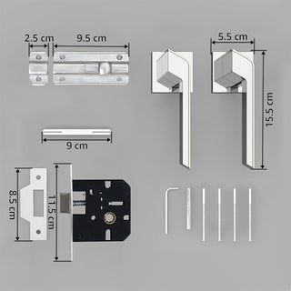 Plantex Heavy Duty Door Lock – Bathroom Door Lock/Mortise Keyless Handle Set for Home/Bathroom/Store Room/Balcony/Office with Baby Latch – (7066 – Satin White & Chrome Finish)
